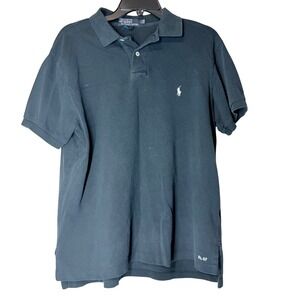 VTG Polo Ralph Lauren Men Large Black Custom Fit Short Sleeve Cotton Preppy RL07